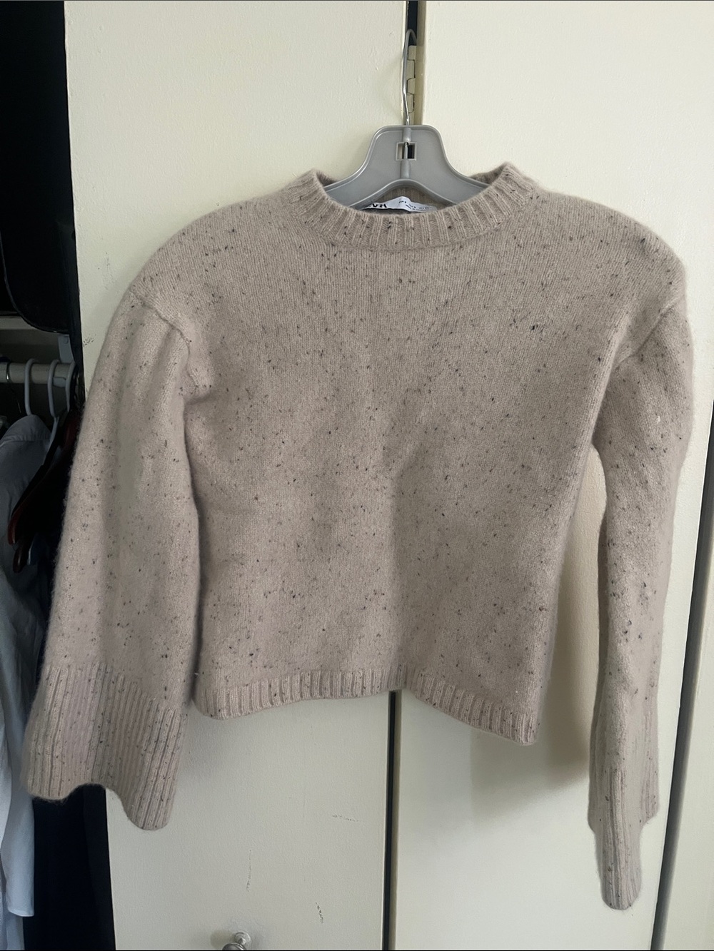 Zara Cream Speckled Crewneck Sweater